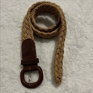 LOFT Tan Braided‎ Belt with Brown Leather Accent Women’s Size Medium